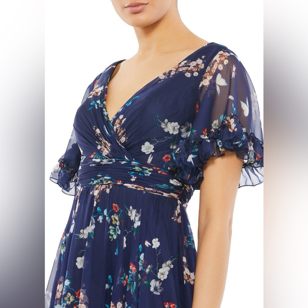 COPY - NEW with tags, Navy chiffon maxi floral Macduggal dress